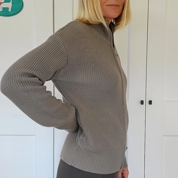 Athleta Escapade Mock Neck Sweater Jacket Bluff Grey Size S #982829 - Picture 4 of 12